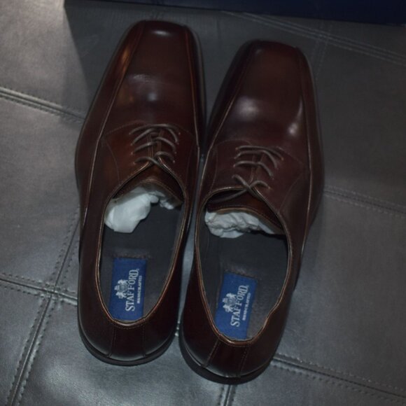 New in Box! STAFFORD Men's sz 12 Dark Brown Dress Shoes Oxfords - Picture 3 of 7